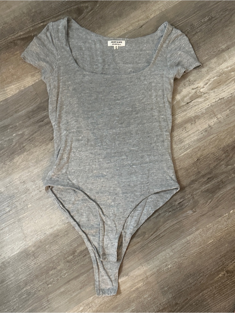 Heart Hips Gray Scoop Neck Short Sleeve Bodysuit